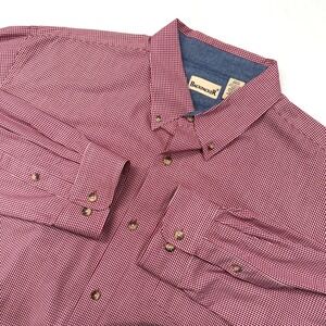 Backpacker Mens 3XL Red White Gingham Check Button Down Shirt Long Sleeve Casual